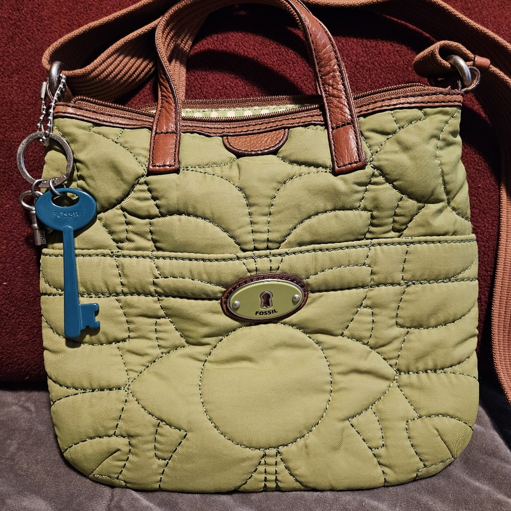 Fossil Key-Per Purse, Green and Brown